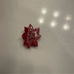 Red Poinsettia Claw Clip